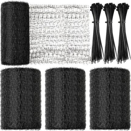 Woanger 3 Pack Deer Fence Netting Bird Netting Garden Net with 150 Pcs Cable Ties for Bird Protect Plants, Vegetables Against Birds Fruit Trees Deer Squirrel Rabbit and Other Animals (Black,7x100 ft)