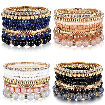 MILACOLATO 4 Sets Boho Stackable Bracelets for Women Adjustable