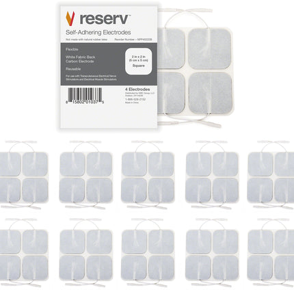 reserv 2" x 2" Premium Re-Usable Self Adhesive Electrode Pads for TENS/EMS Unit, Fabric Backed Pads with Premium Gel (Latex Free) (1 Pack (40 electrodes)