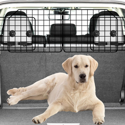 38-63.4 Inches Dog Car Barrier for SUVs, Van, Vehicles, Adjustable Large Pet Barriers, Universal Fit Heavy-Duty Wire Mesh Dog Guard, Foldable Divider Gate for Truck Cargo Area, Safety Car Divider