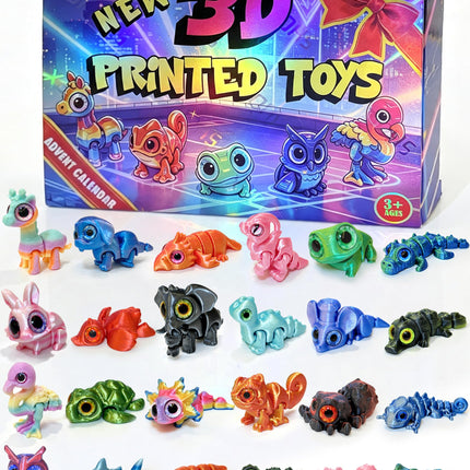 2026 Christmas Advent Calendar for Boy Kid with Mini 3D Printed Animals Toy