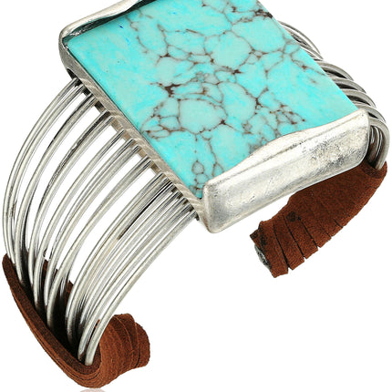 Robert Lee Morris Soho Womens Turquoise Stone Cuff Bracelet, Turquoise/Silver