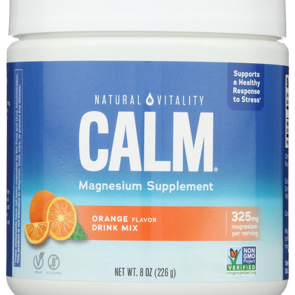 Natural Vitality Calm Magnesium Supplement, Anti-Stress Drink Mix Powder, Gluten Free, Vegan, & Non-GMO, Orange, 8 oz