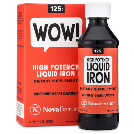 NovaFerrum Wow 125mg High Potency Liquid Iron Supplement for Adults