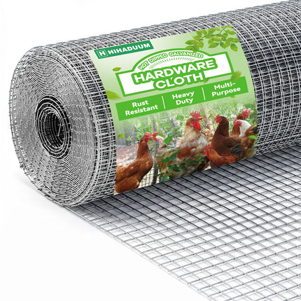HIHADUUM 16'' x 20' Hardware Cloth 1/4 inch 23 Gauge, Hot-dip Galvanized After Welding, Chicken Coop Wire Fence Wire Mesh Screen, Rabbit/Snake Fences, Netting Wire Cloth Galvanized Wire Mesh Roll