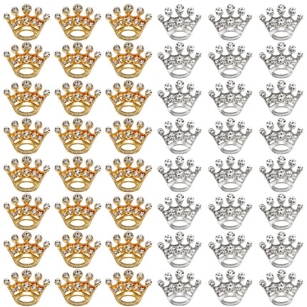 Okllen 48 Pieces Small Crown Brooches, Silver Gold Crown Pins, Fashion Rhinestone Brooch Pins for Women, Men, Lapel, Sashes, Wedding