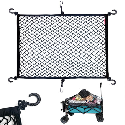 MAMIKO Cargo Net for Utility Folding Wagon, Garden Cart, Folding Trolley Cart, Beach Cart, Made of Heavy Duty Nylon Net with Storage Bag / 43.3"X27.6"to 78.7"×51.1"