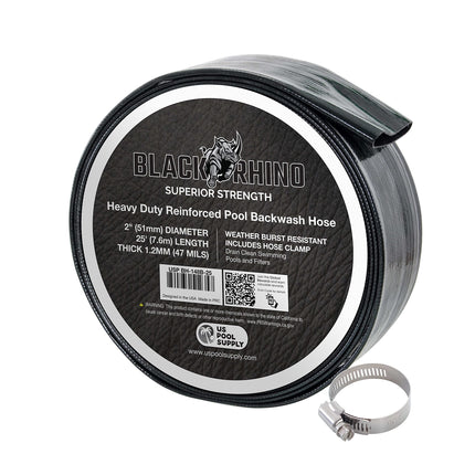 U.S. Pool Supply Pool Backwash Hose 2 Inch Diameter x 25 Feet - Discharge Hose for Pump, Sand Filter & Sump Pump Hoses - Burst Resistant Lay Flat Drainage Hoses for Inground & Above Ground Pools