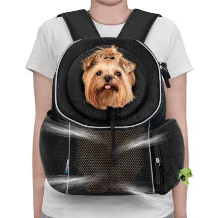 PetAmi Dog Front Carrier Backpack, Ventilated Adjustable Dog Pet Cat Chest Carrier Backpack, Dog Carrier for Hiking Camping Travel, Small Dog Puppy Medium Cat Carrying Bag, Max 10 lbs, Black