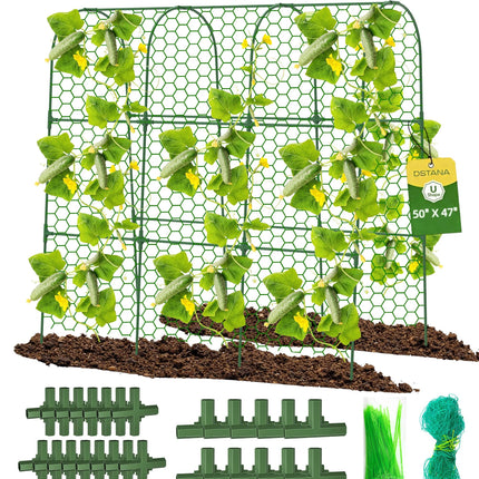 Cucumber Trellis, 50" X 47" U-Shape Garden Trellis for Climbing Plants Outdoor, Arch Trellis Cucumber for Raised Bed, Foldable Plant Support for Vine/Vegetable/Tomato/Zucchini/Pea