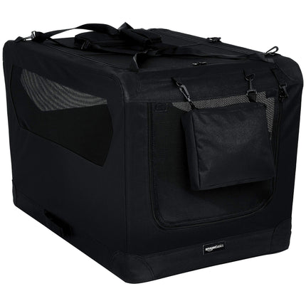 Amazon Basics Foldable Portable Soft Pet Dog Crate Carrier Kennel, 36 x 24 x 24 inches, Black