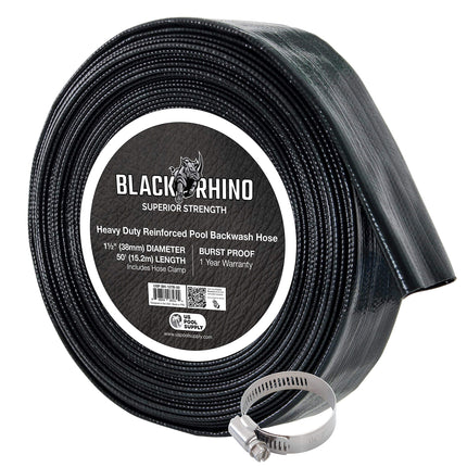 U.S. Pool Supply Pool Backwash Hose 1 1/2 Inch Diameter x 50 Feet - Discharge Hose for Pump, Sand Filter & Sump Pump Hoses - Burst Resistant Lay Flat Drainage Hoses for Inground & Above Ground Pools