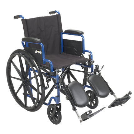 Drive Medical Blue Streak Lightweight Foldable Wheelchair - Enhanced Mobility Support - Durable Construction - Padded Comfort - Swing-Away Leg Rests - Desk Arms - Blue/Black - 16 Inch Seat