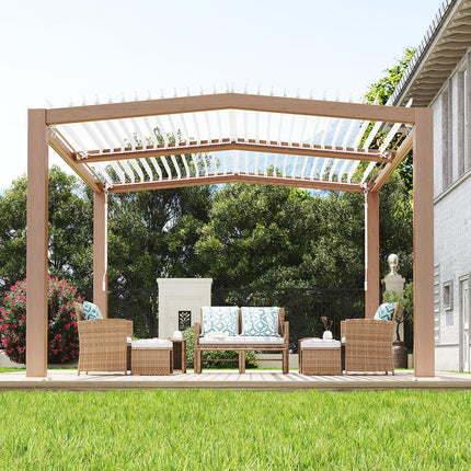 Peak Roof Louvered Pergola 11 ft x 13 ft, Outdoor Aluminum Pergola