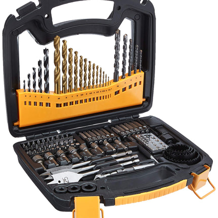 Amazon Basics Drill & Driver Multi Bit Set, Alloy Steel Drill Bits for Metal, Wood, Plastic, Masonry, with Storage Case, 100-Piece
