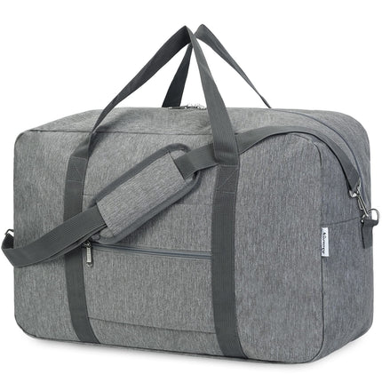 Narwey Foldable Carry on Luggage 22x14x9 Airline Approved Duffle Bag for Travel Packable Duffel Bag for Traveling Airplane for Women and Men 40L (Grey (With Shoulder Strap))