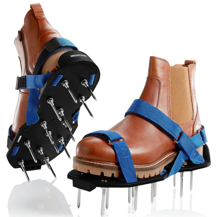 Briliantwerk Lawn Aerator with Adjustable Straps - for Lawn Aeration or as Screed Shoes - Lawn Aerator Shoes as Perfect Aerator Lawn Tool - incl. Two Nail Lengths - Lawn dethatcher - epoxy Shoes