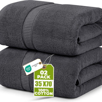 Utopia Towels Jumbo Bath Sheets, 2 Pack, 35x70 in, 600 GSM Cotton, Grey