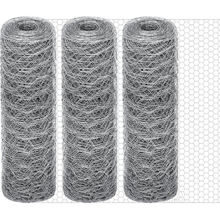 GlikCeil 12 in x 300 ft Chicken Wire Mesh Fencing for Floral Garden, 23 Gauge Silver Galvanized Steel Wire, 1 Inch Hexagonal Hardware Cloth Netting for Farm Crafts Poultry Coop Barrier Rabbit Cage