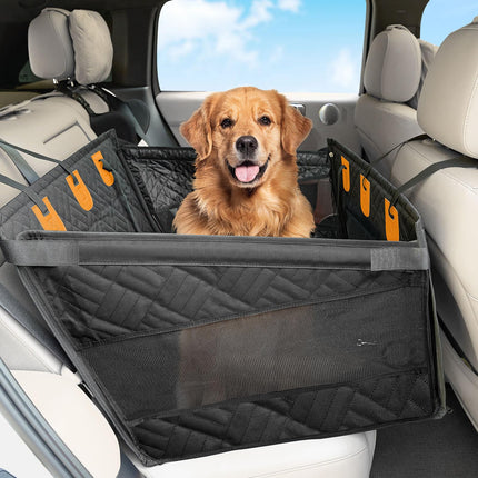 Kohree Dog Car Seat Cover for Medium Large Dogs, Hard Bottom Dog Car Seat Cover for Back Seat Waterproof 600D Car Hammock for Dogs Pet Back Seat Extender for Cars SUV Truck - Upgraded Version