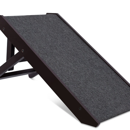 BIRDROCK Home Adjustable Pet Ramp for Small Dogs, Cats, Puppies - Foldable Wooden Dog Ramp for Couch, Bed, Car - Indoor or Outdoor- Safe, Portable, Non-Slip Carpet - 13", Espresso