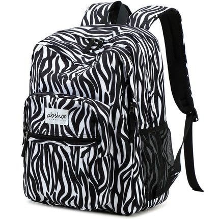 abshoo Classical Basic Zebra Print Womens School Backpack For College Teen Girls Water Resistant Bookbag (Zebra Black)