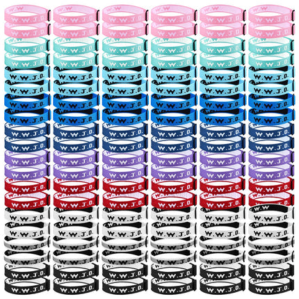 Haiabei 120 Pcs Webbing Bracelets What Would Jesus Do Bracelets Christian Gifts WWJD Braceletss Jesus You Christian Bracelet-s Bulk Adjustable Wristbands Colorful for Church Women Men Fundraisers