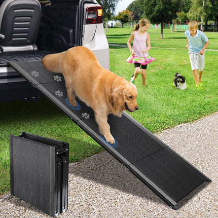 Dog Ramp, Dog Ramp for Car with Anti-Slip Surface, 63''x17.3'' Folding Pet Ramp for Large Dogs to Get on Truck SUV Van Up to 250LBS, Car Ramp for Dogs Dog Stairs for Bed Couch Outdoor Indoor