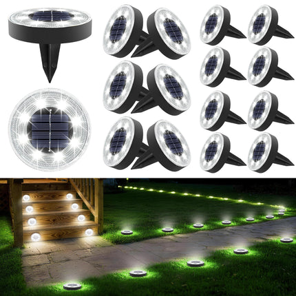 Joomer 2-in-1 Solar Lights Outdoor Waterproof, 16 Pack 8 LED, White