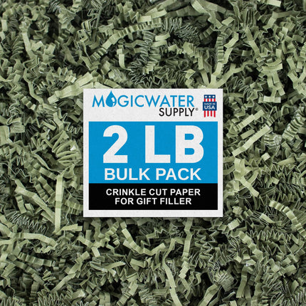 MagicWater Crinkle Cut Paper for Gift Baskets - 2LB - Army Green - Perfect for Shredded Paper Filler, Basket Filler, Gift Boxes, Bridesmaid Gifts, Christmas Stuffers & More – Ideal for All Occasions