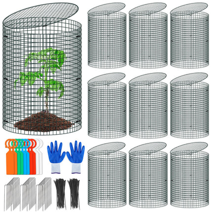 10 Pack Wire Plant Protector with Cover, 16"x12"