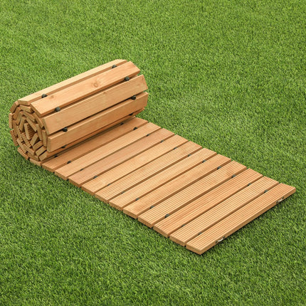 VEVOR Wooden Garden Pathway, 8 ft L x 17 in W, Non-Slip Straight Garden Walkway, Roll Out Cedar Outdoor Walkway Path with Wire Rope Connection, Decorative Garden Paver for Backyard Wedding Party