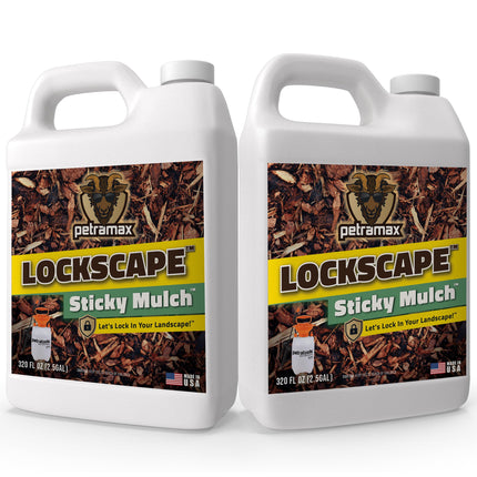 Lockscape Sticky Mulch Glue for Landscaping (2.5G x 2) - Lasts Up to 2 Years, Non-Toxic, Ultra Concentrated Landscape Binder - Strong Mulch and Rock Glue for Landscaping Pea Gravel, Pine Straw & More