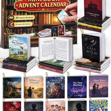Mini Book Advent Calendar 2026 for Book Lovers, 24 Christmas Ornaments