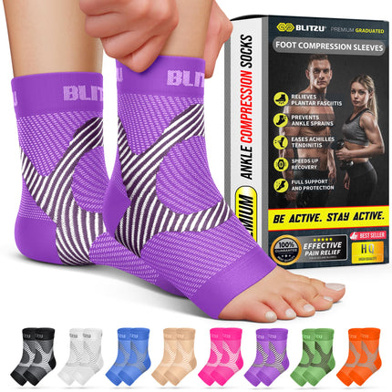 Compression Socks for Plantar Fasciitis, Achilles Tendonitis, Arthritis Relief, Ankle Brace Compression Sleeve with Foot Arch Support, Ankle Wrap for Women, Men, Swelling & Heel Pain Purple XXL