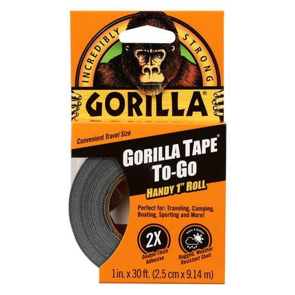 Gorilla Tape, Mini Duct Tape To-Go, 1" x 10 yd Travel Size, Black, (Pack of 1)