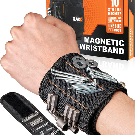 RAK Magnetic Wristband for Tools - Premium Tool Belt for Holding Screws Nails with Powerful Magnets, Birthday Gifts for Men, Cool Gadgets Stuff Gifts for Dad, Husband, Grandpa, Handyman, Him