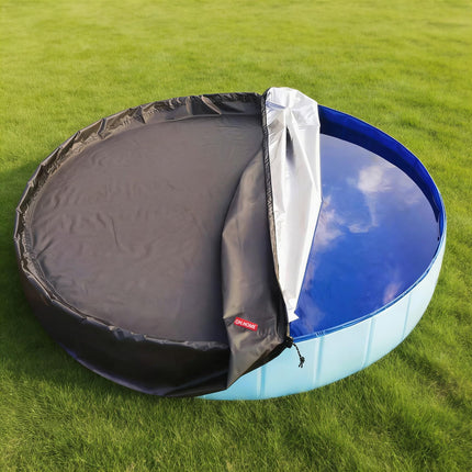 QH.HOME[2026 Upgrade 500D Thickened] 71-72 inch Kiddie Pool Cover Round, Collapsible Dog Pool Cover with Super Windproof Dual-Drawstring, Odorless Waterproof Fabric Material - Only Cover