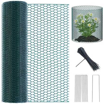 16in X 49.2Ft Chicken Wire Fencing Plant Protectors from Animals Green Roll
