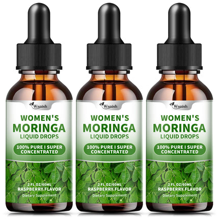 3 Pack（6 Fl Oz） Moringa Liquid Drops 800 mg for Women- with Moringa Oleifera Leaf Extract, Turmeric Root Extract, Olive Leaf, Black Pepper, Vitamin C & E，Antioxidant, Energy and Immunity Support.
