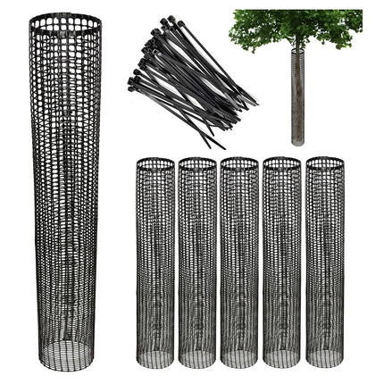 Voglund Nursery Mesh Tree Bark Protector Guard 36 Inches Tall (5 Pack) Heavy Duty Plastic with Zip Ties