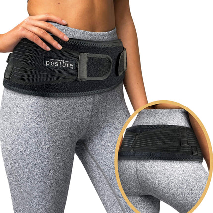 Vriksasana Posture Sacroiliac Hip Belt for Women and Men That Alleviates Sciatic, Pelvic, Lower Back, Leg and Sacral Nerve Pain Caused by Si Joint Dysfunction| Trochanter Brace (Regular, Black)