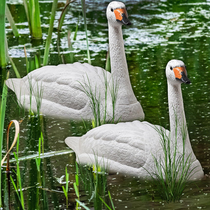 Swan Decoys for Geese Large Floating Swan Decoy for Pool Pond & Lake 2 Pack
