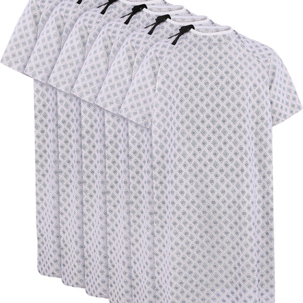 Unisex Hospital Gowns Back-Tie Patient Gowns, Blue Red Diamond, Pack of 6